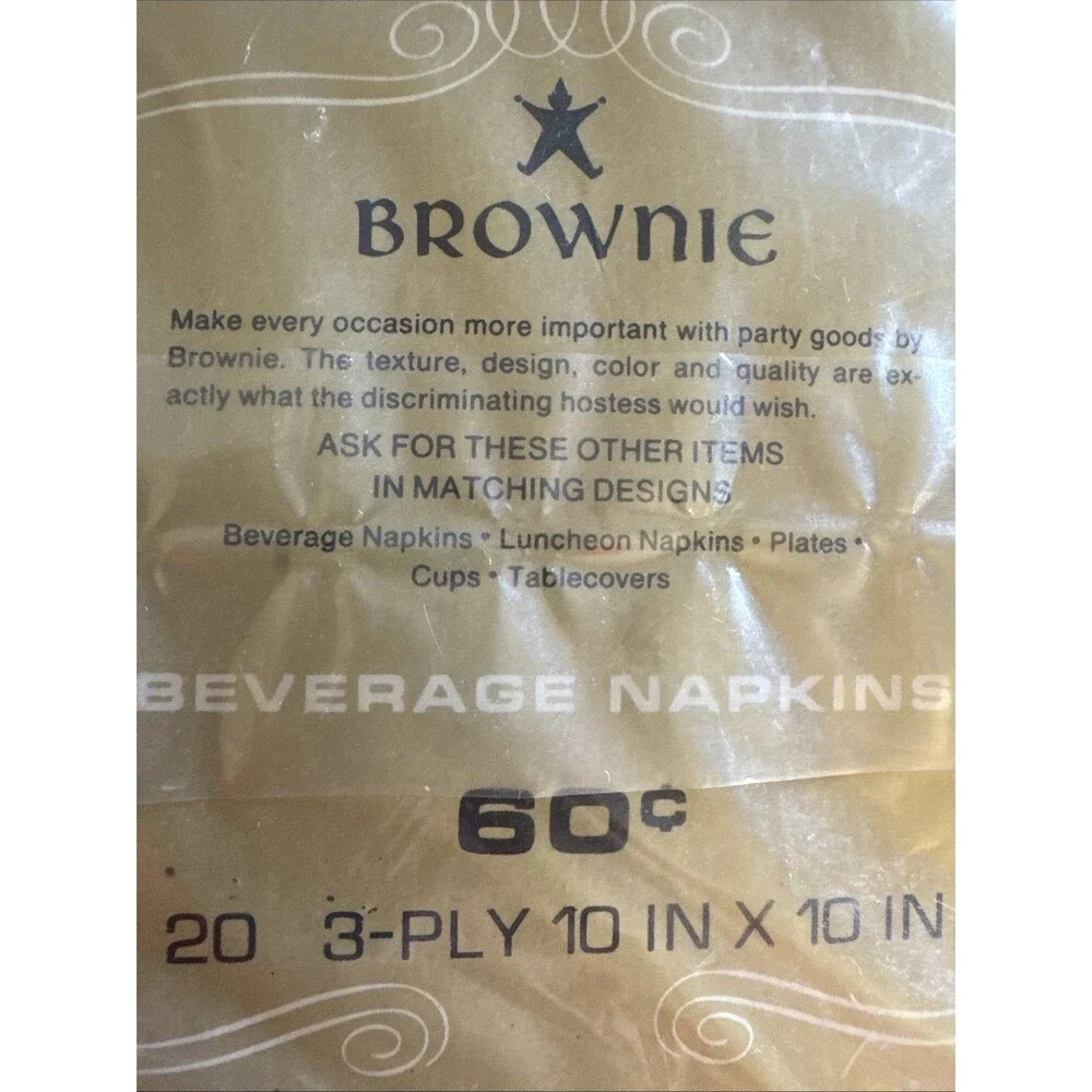 Vintage Rust Craft Greeting Brownie Beverage Drink Happy Birthday Napkin 20 Pack